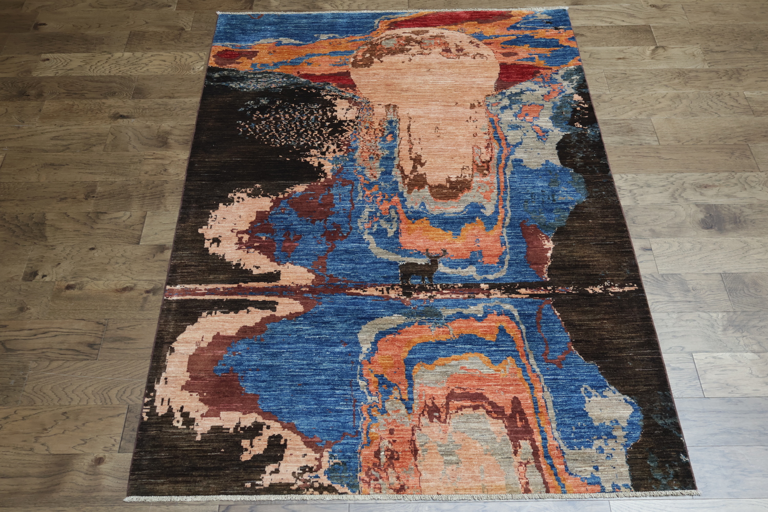 Contemporary Designer Rug Featuring Bold and Expressive Colors 6x8