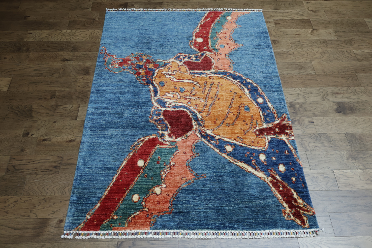 Bold Abstract Design Rug with Vibrant Splashes of Color 6x8