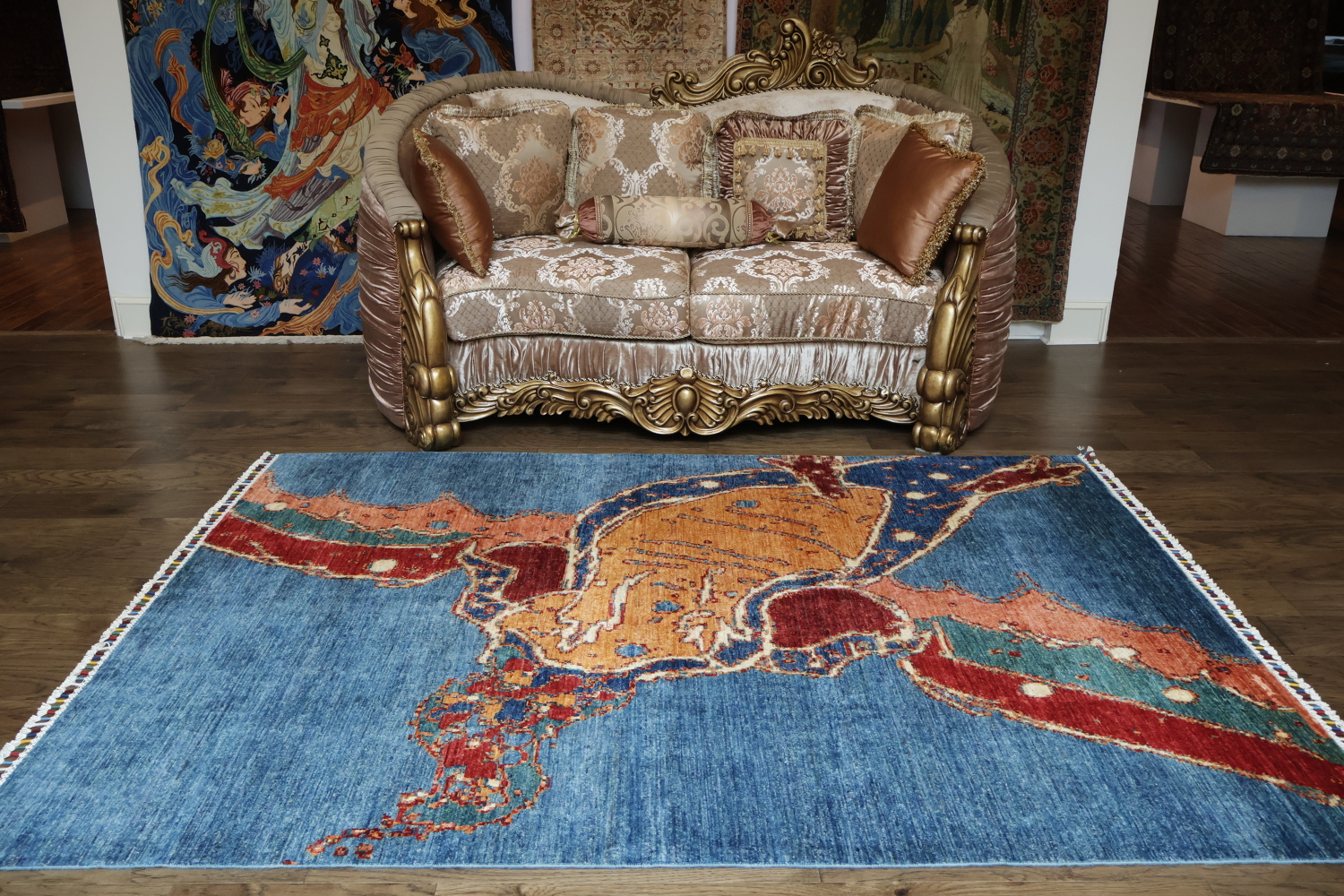 Bold Abstract Design Rug with Vibrant Splashes of Color 6x8