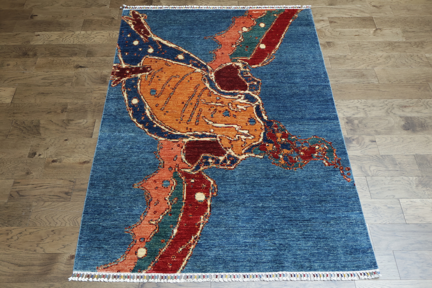 Bold Abstract Design Rug with Vibrant Splashes of Color 6x8