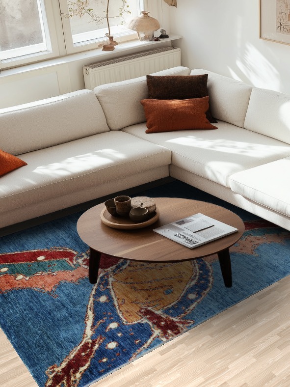 Bold Abstract Design Rug with Vibrant Splashes of Color 6x8