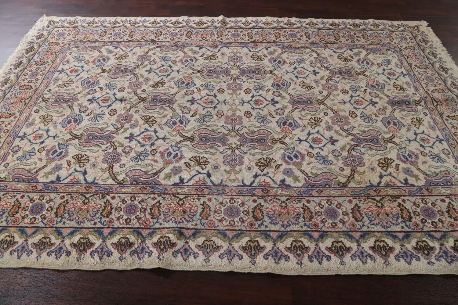 Antique Vegetable Dye Oushak Turkish Area Rug 6x10