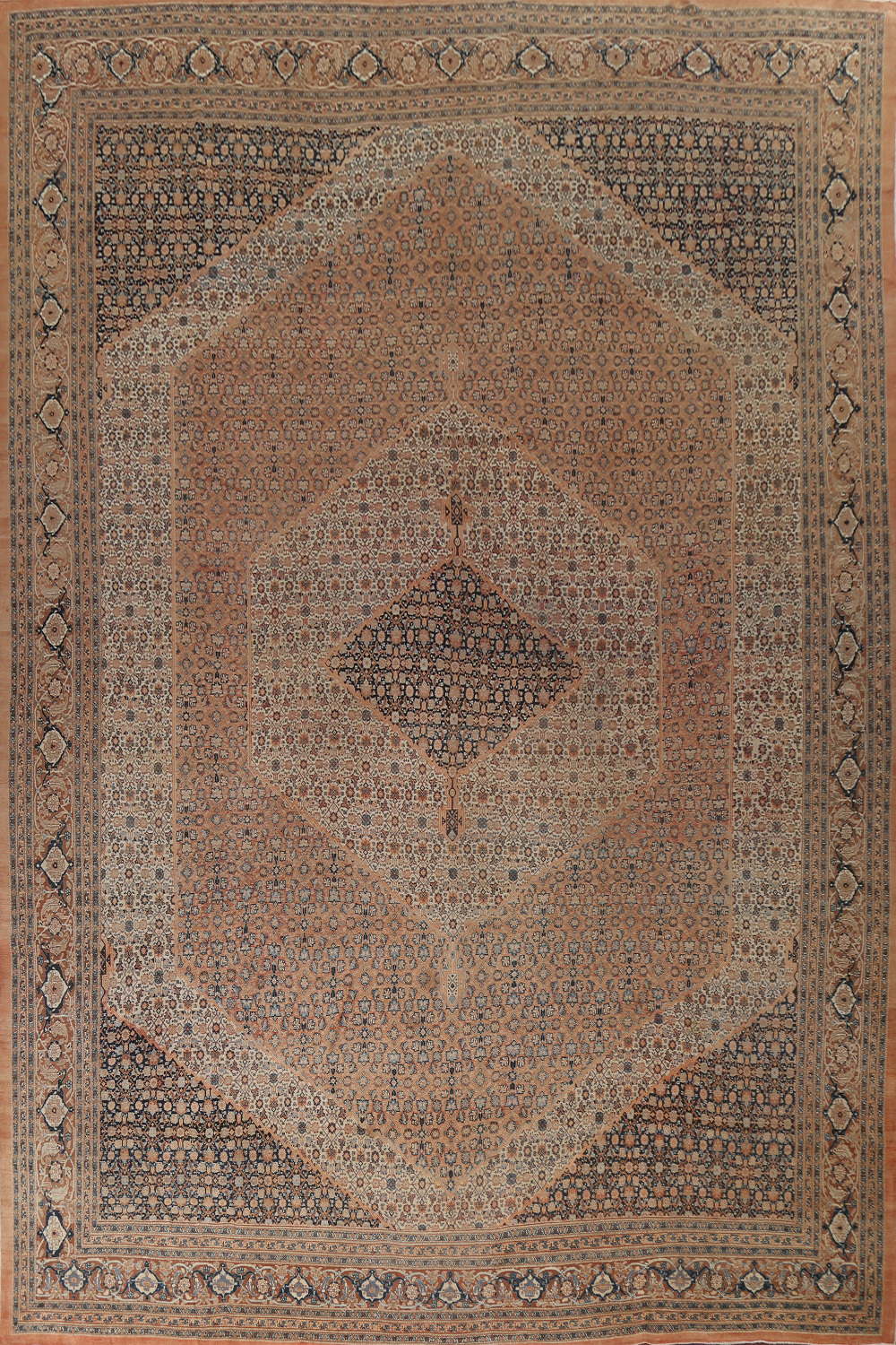 Pre-1900 Antique Vegetable Dye Tabriz Haj Jalili Persian Rug 13x18