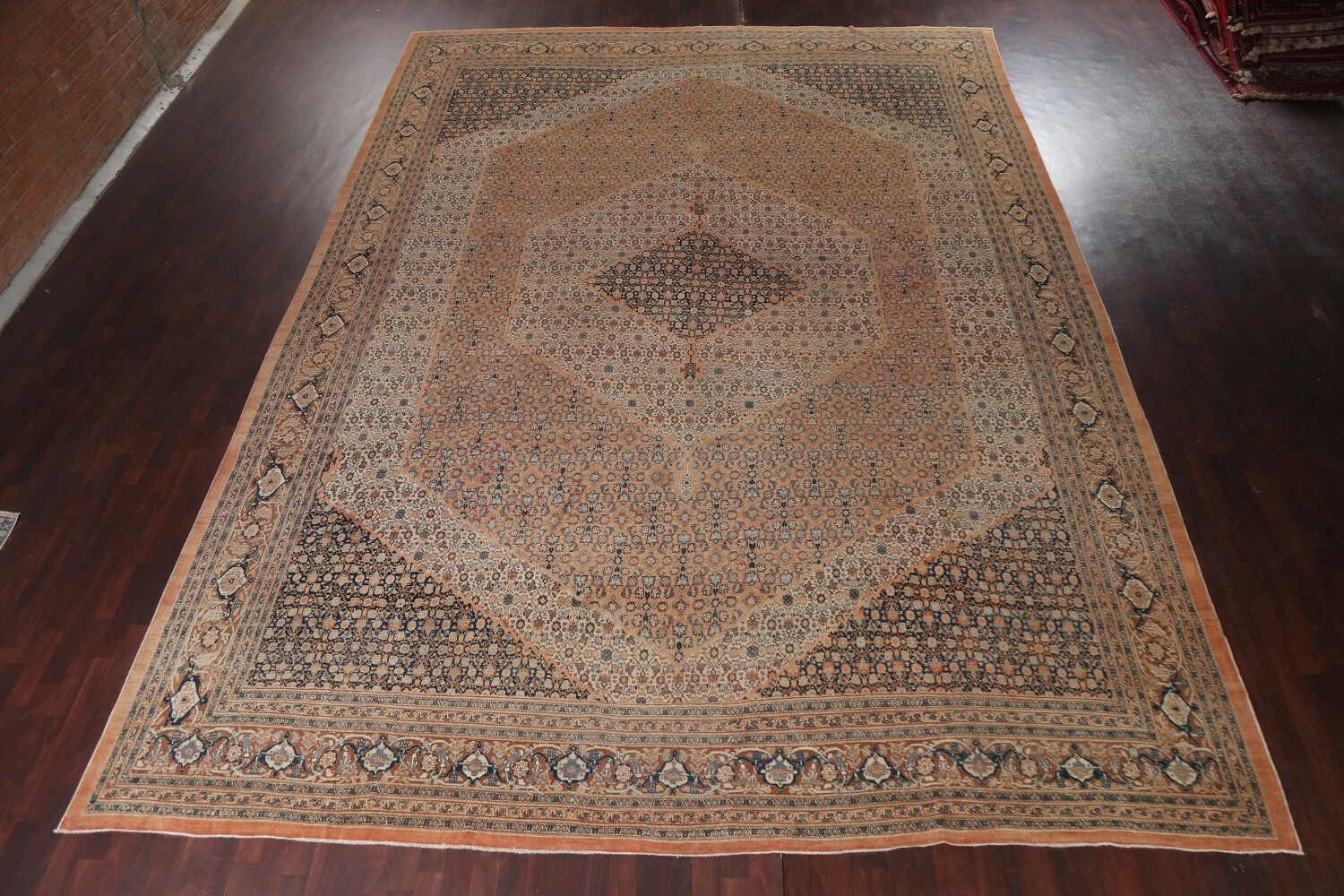 Pre-1900 Antique Vegetable Dye Tabriz Haj Jalili Persian Rug 13x18