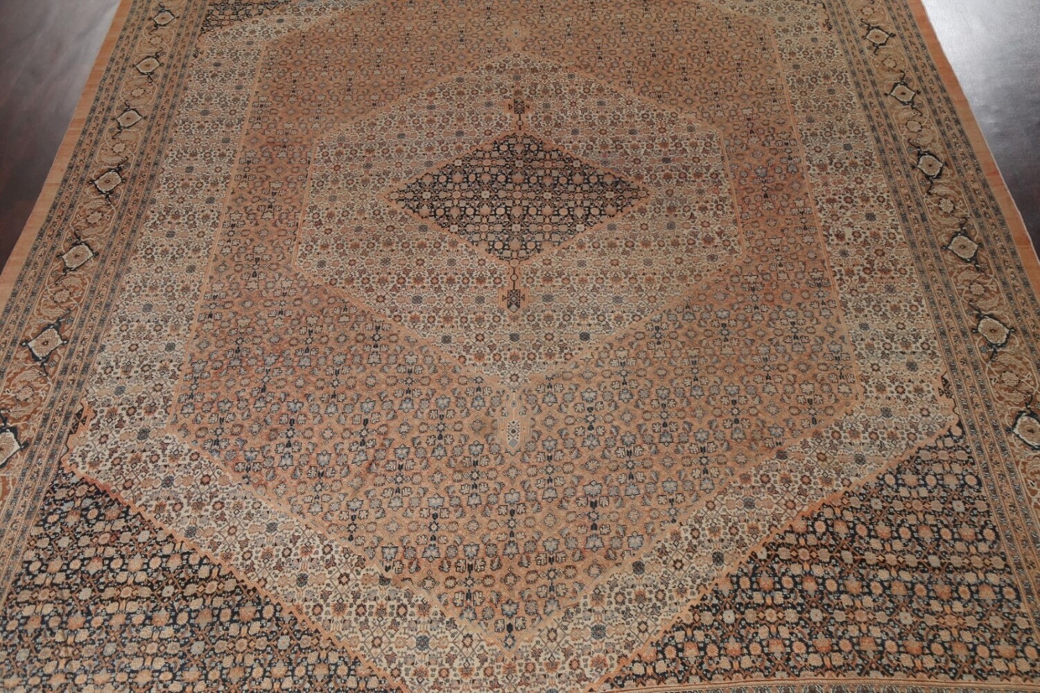 Pre-1900 Antique Vegetable Dye Tabriz Haj Jalili Persian Rug 13x18