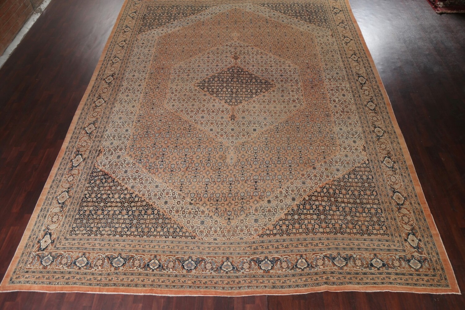 Pre-1900 Antique Vegetable Dye Tabriz Haj Jalili Persian Rug 13x18