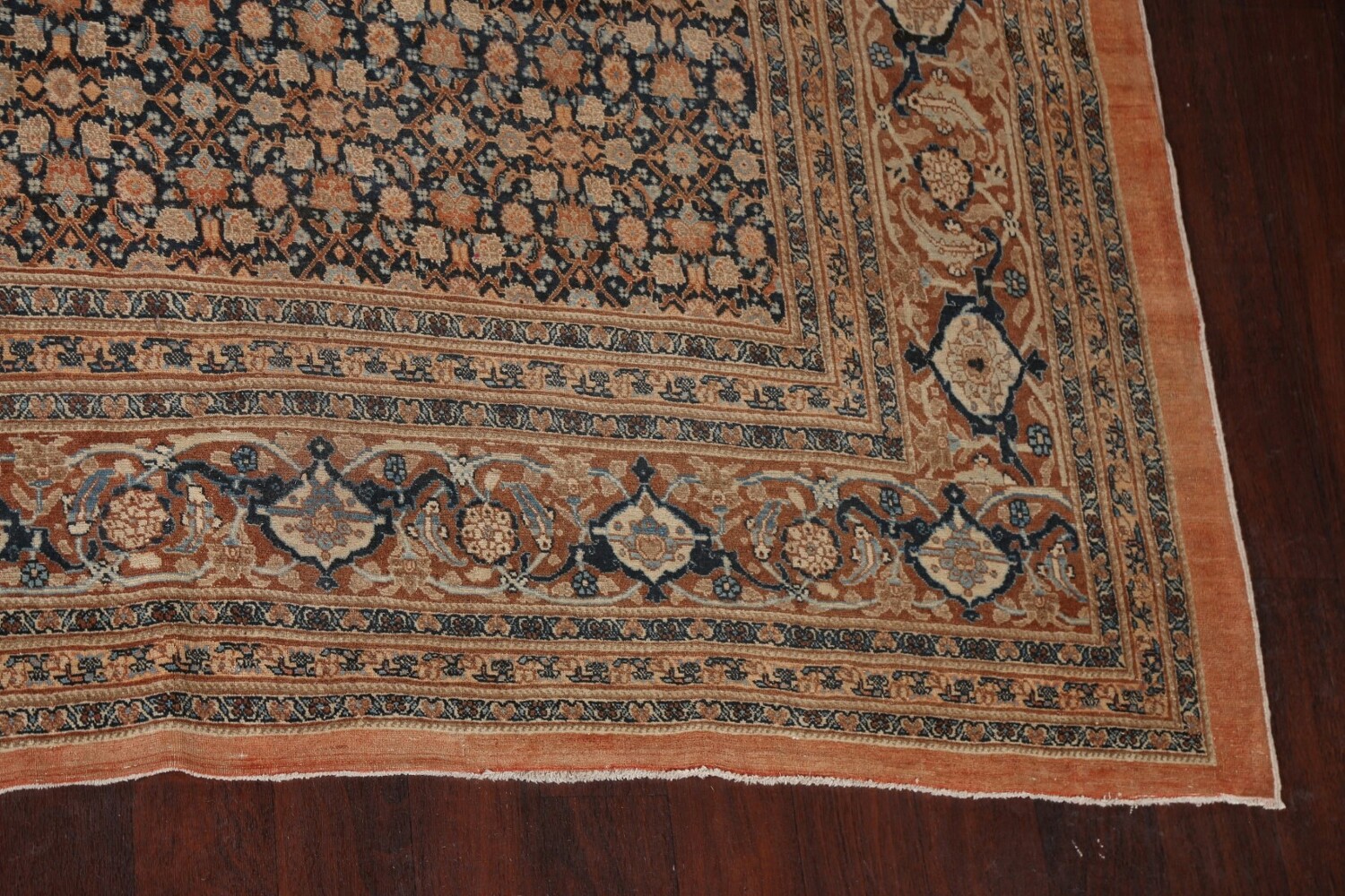 Pre-1900 Antique Vegetable Dye Tabriz Haj Jalili Persian Rug 13x18