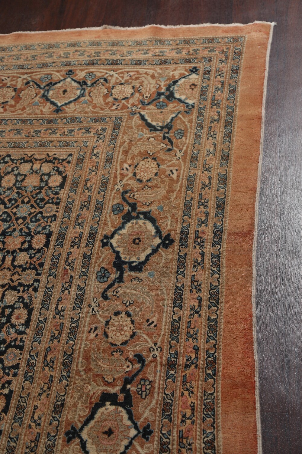 Pre-1900 Antique Vegetable Dye Tabriz Haj Jalili Persian Rug 13x18