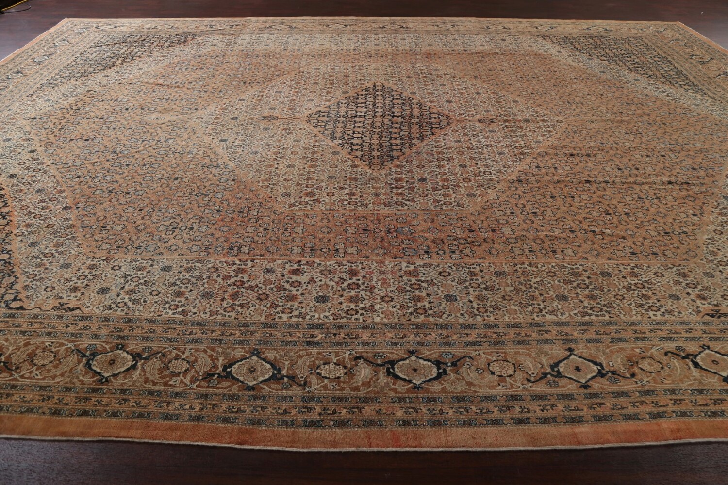 Pre-1900 Antique Vegetable Dye Tabriz Haj Jalili Persian Rug 13x18