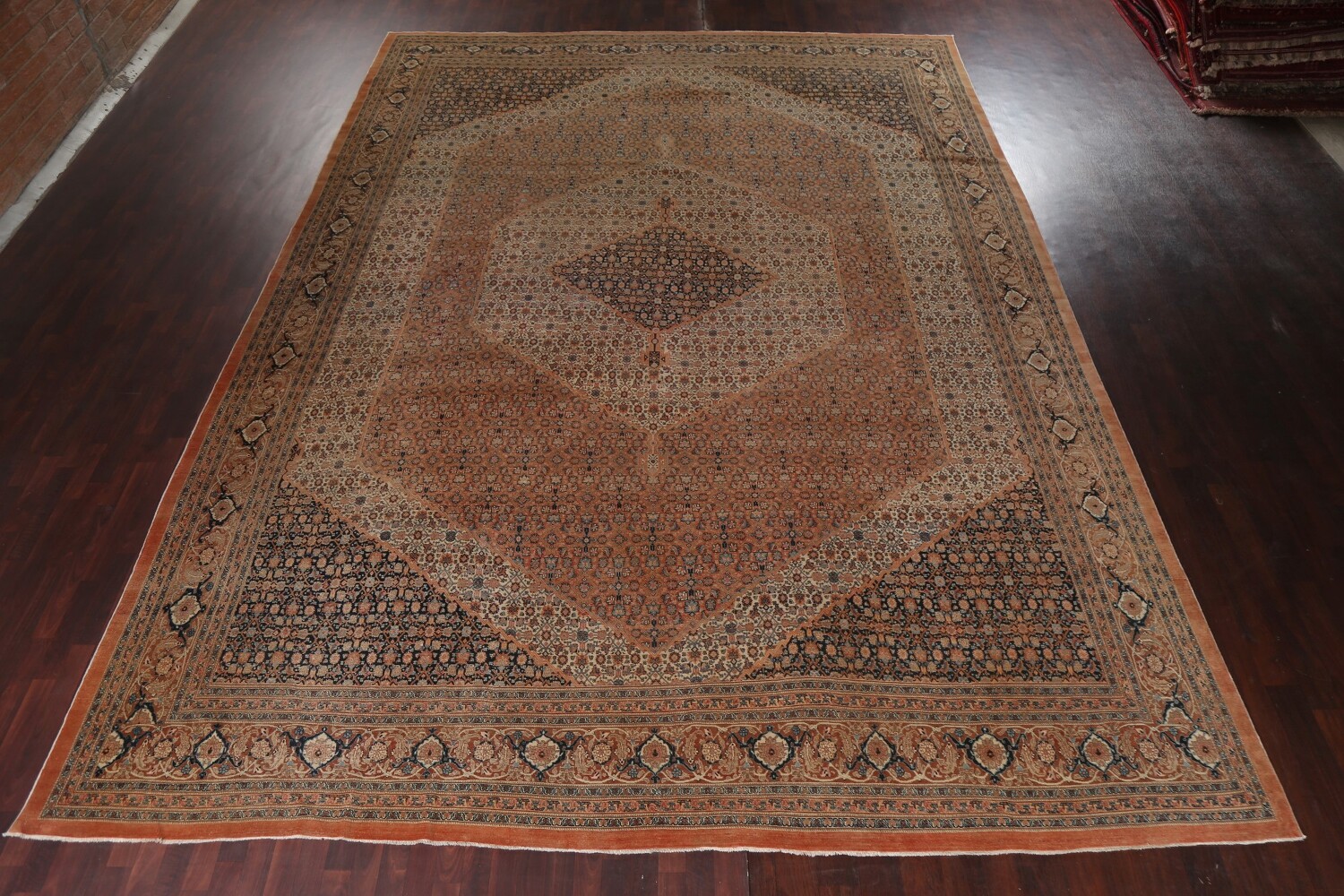 Pre-1900 Antique Vegetable Dye Tabriz Haj Jalili Persian Rug 13x18