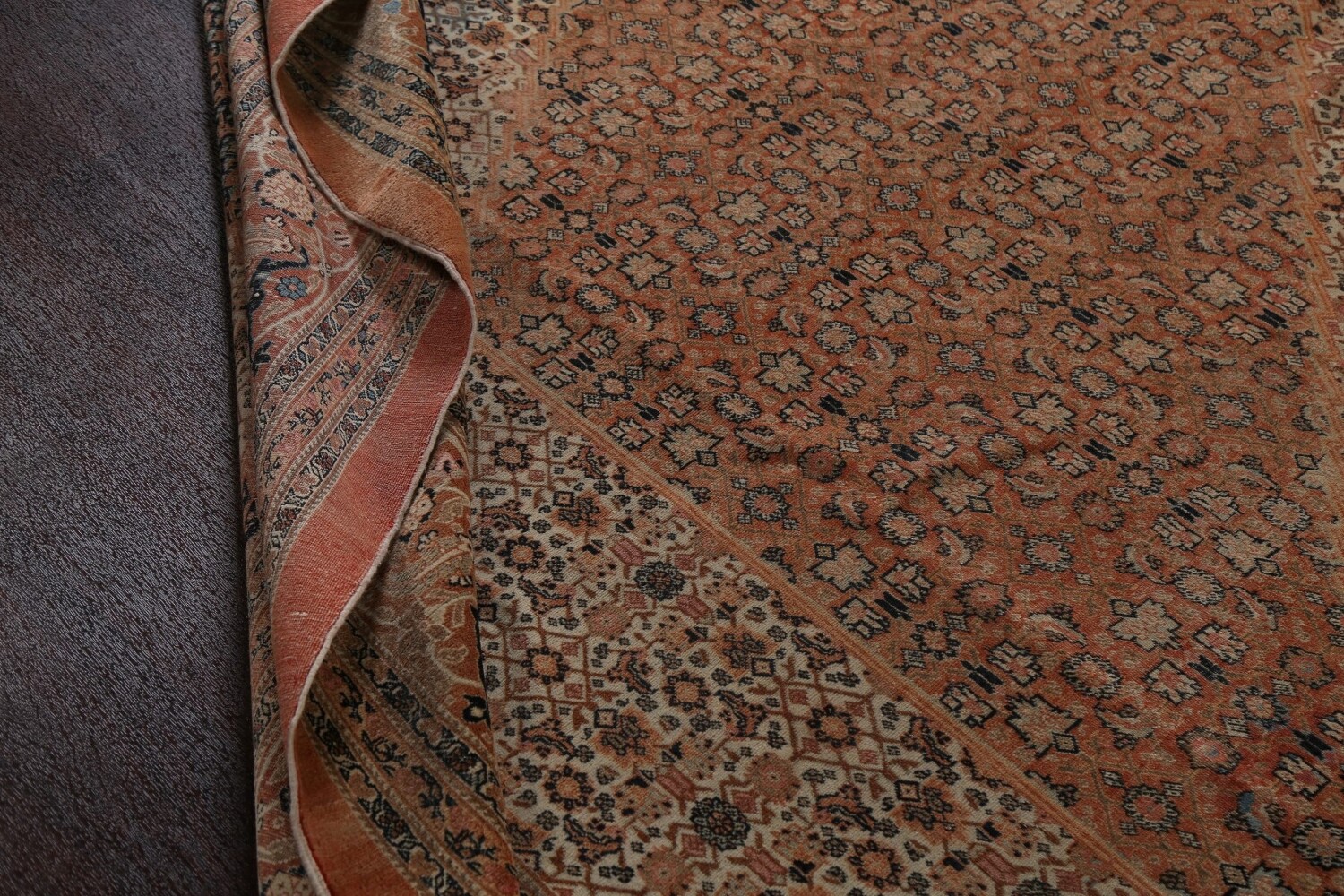 Pre-1900 Antique Vegetable Dye Tabriz Haj Jalili Persian Rug 13x18