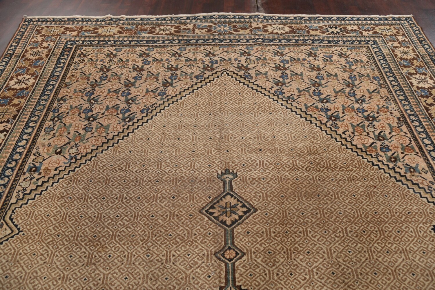 Pre-1900 Antique Vegetable Dye Bibikabad Persian Rug 10x16