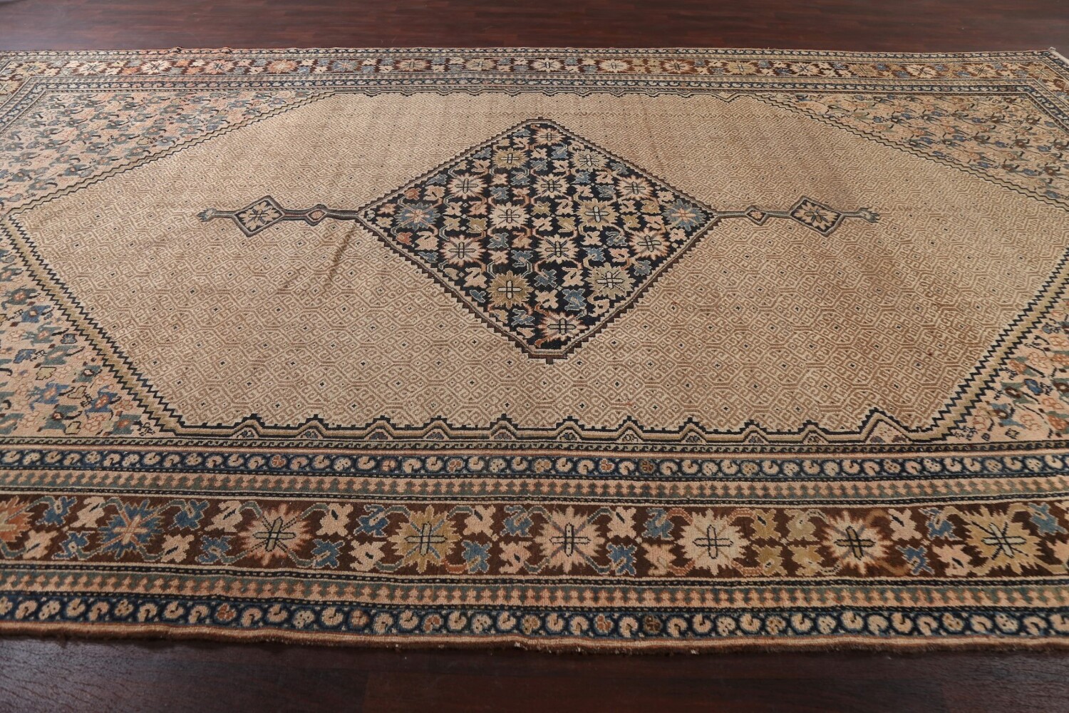 Pre-1900 Antique Vegetable Dye Bibikabad Persian Rug 10x16