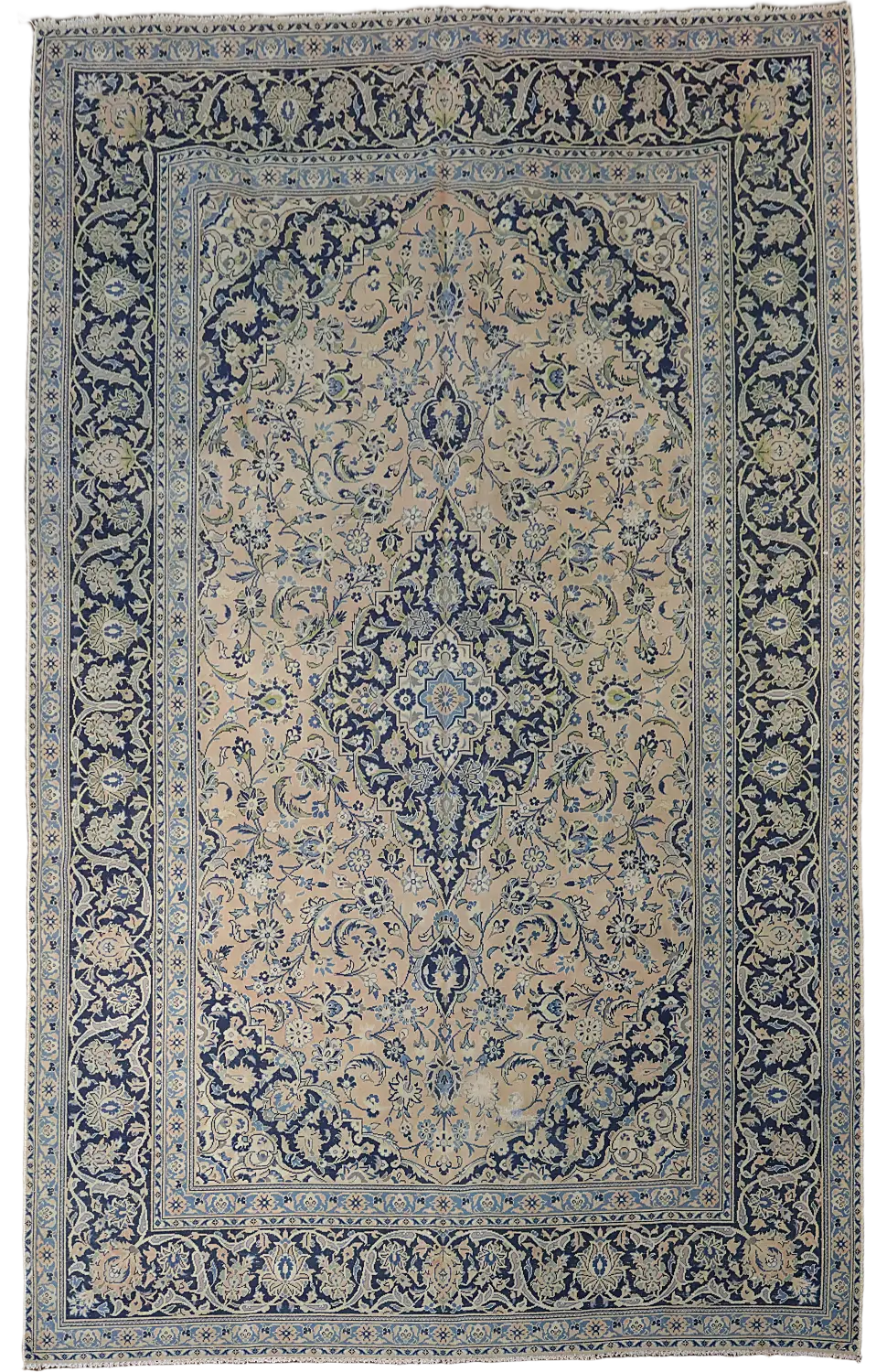 Vintage Distressed Coral Peach Kashan Persian Area Rug 8x11