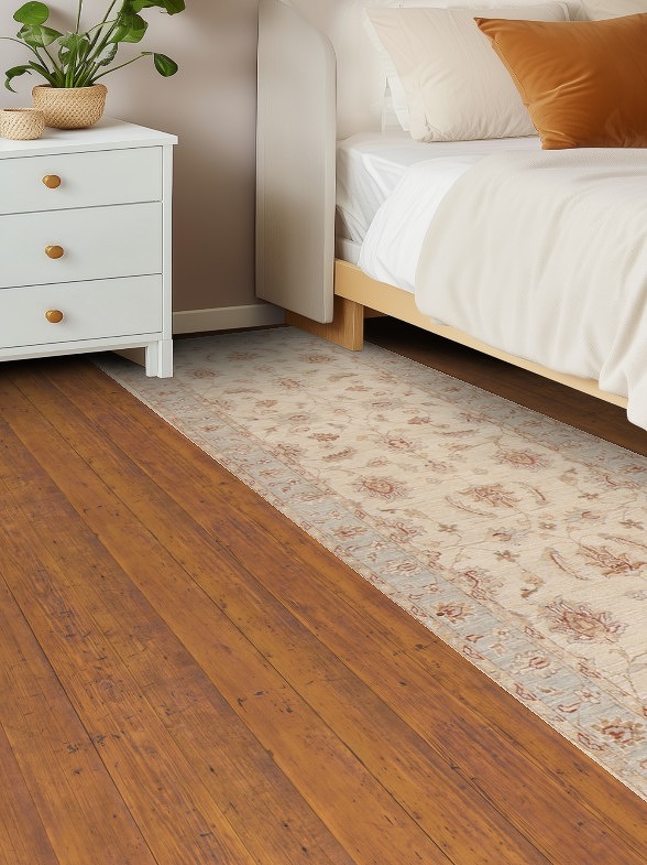 Vegetable Dye Chobi Peshawar Wool Runner Rug 3x10