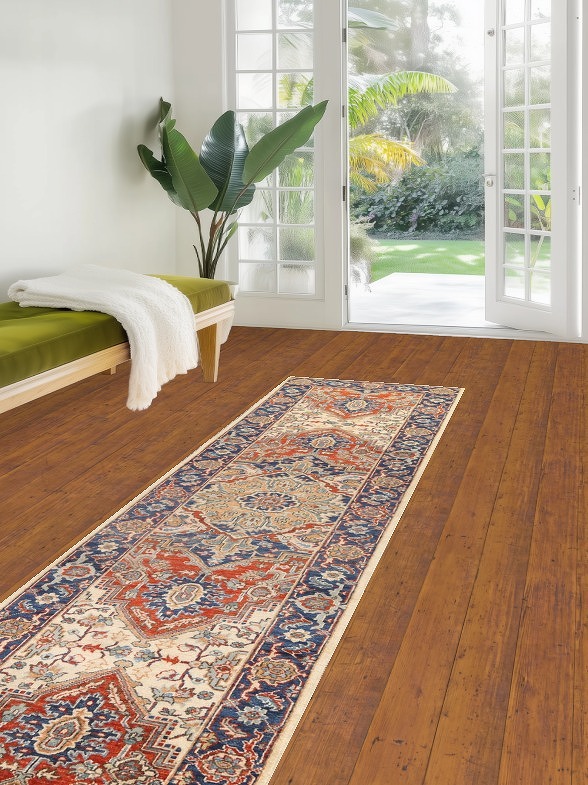 Vegetable Dye Heriz Serapi Wool Runner Rug 3x10