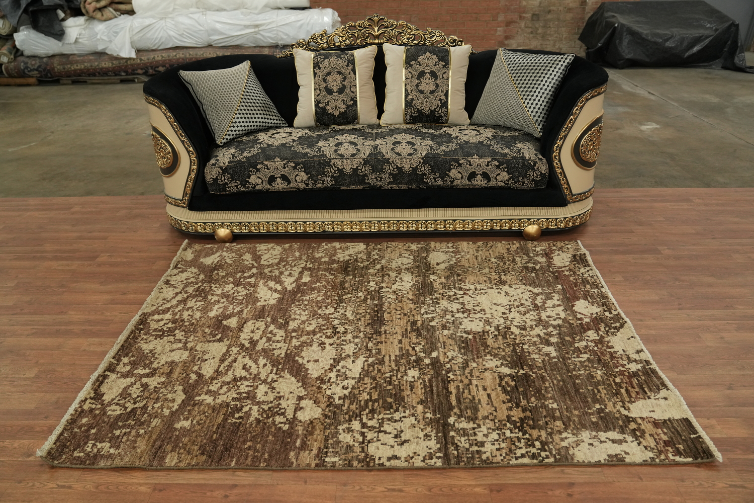 Vegetable Dye Abstract Oriental Area Rug 5x7