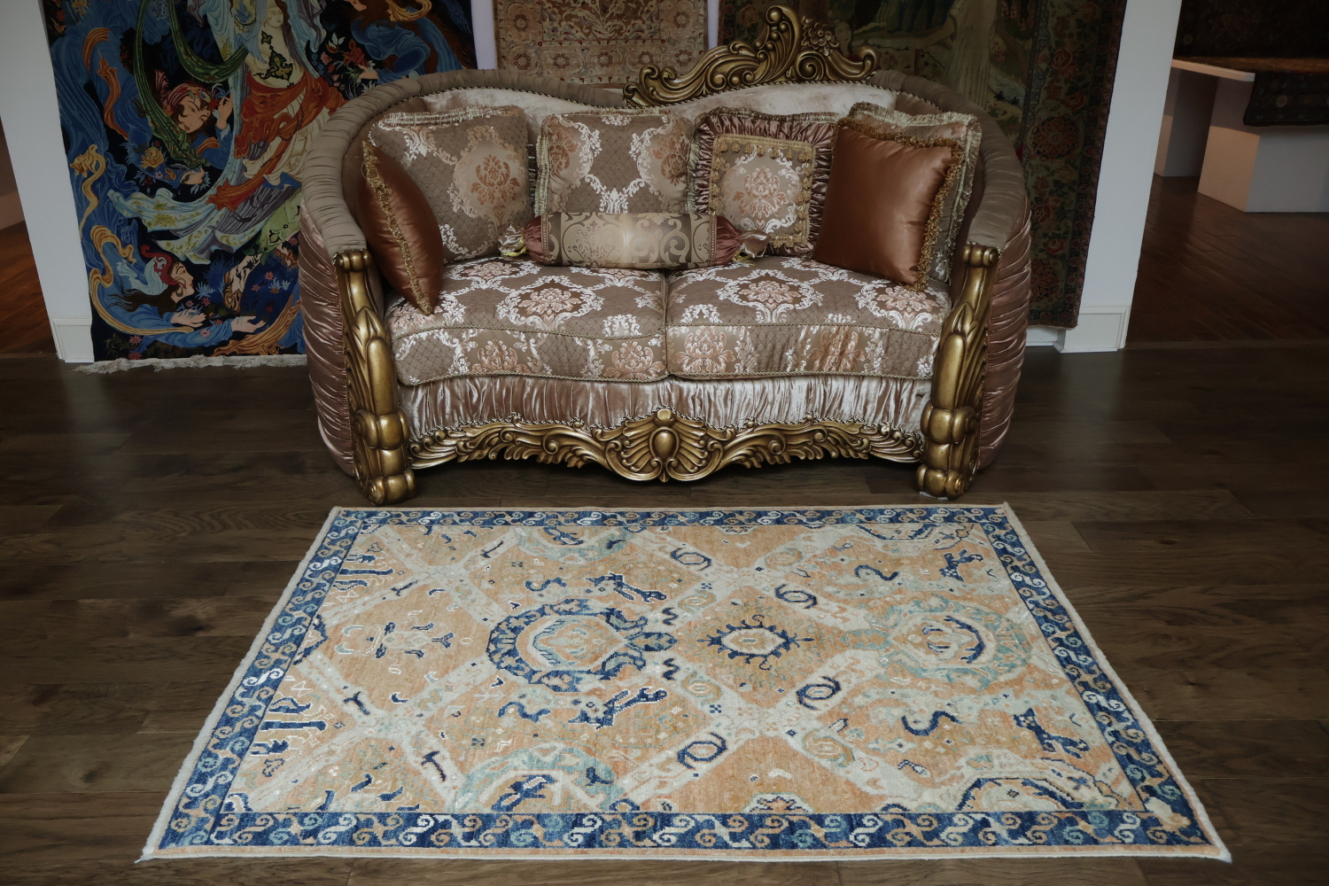 Vegetable Dye Oushak Turkish Area Rug 5x6