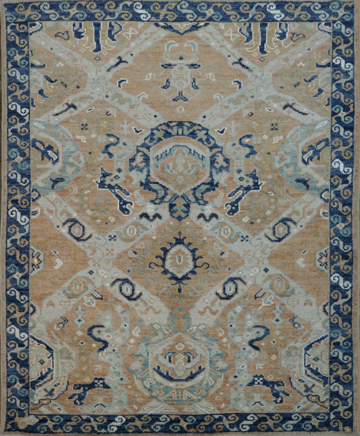 Vegetable Dye Oushak Turkish Area Rug 5x6