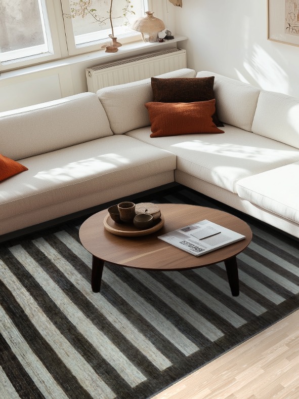 Elegant Horizontal Stripes Rug for Contemporary Interiors 6x9