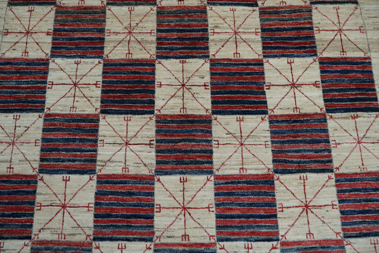 Sophisticated Striped and Geometric Checkered Area Rug  6x9