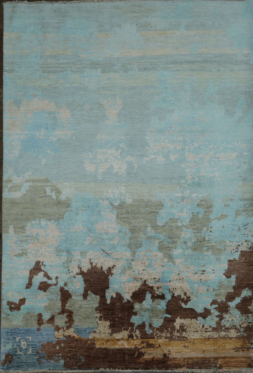 Abstract Artistic Blue Rug for a Modern Living Room Aesthetic 7x10