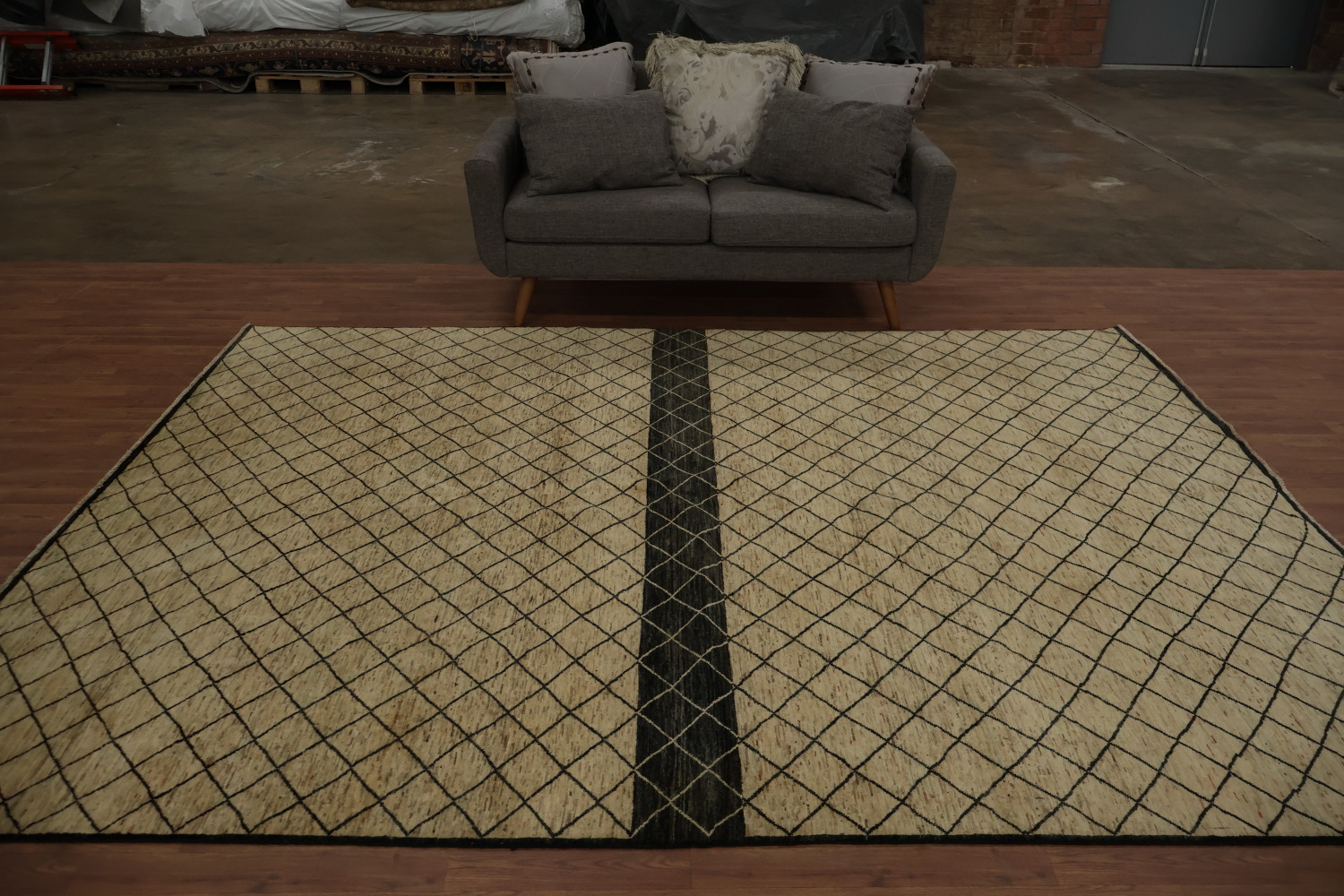 Modern Diamond Grid Moroccan Rug 8x10 for Stylish Living Spaces