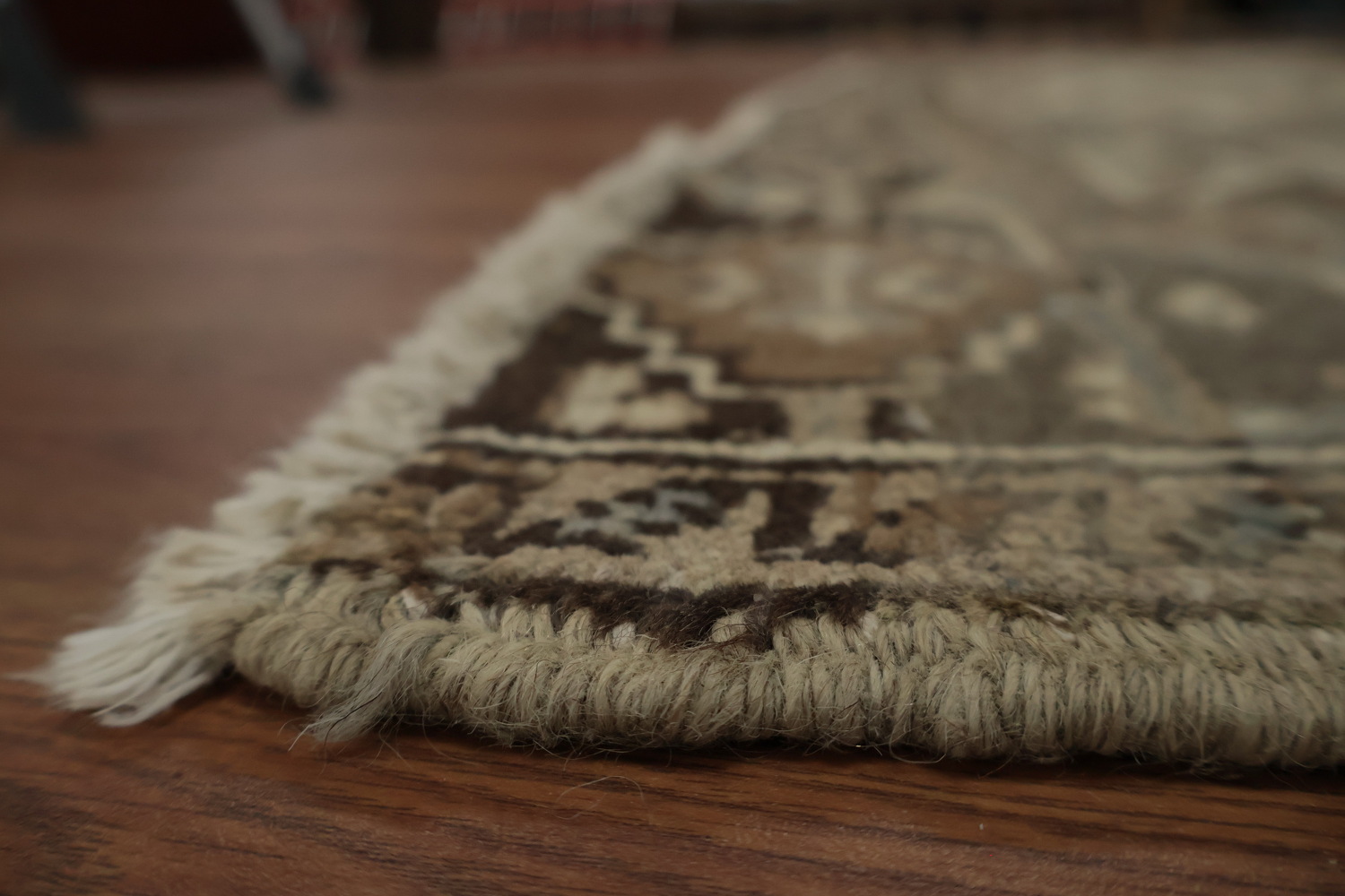 Vintage Geometric Distressed Heriz Persian Rug 7x9