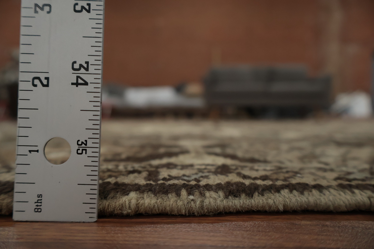 Vintage Geometric Distressed Heriz Persian Rug 7x9