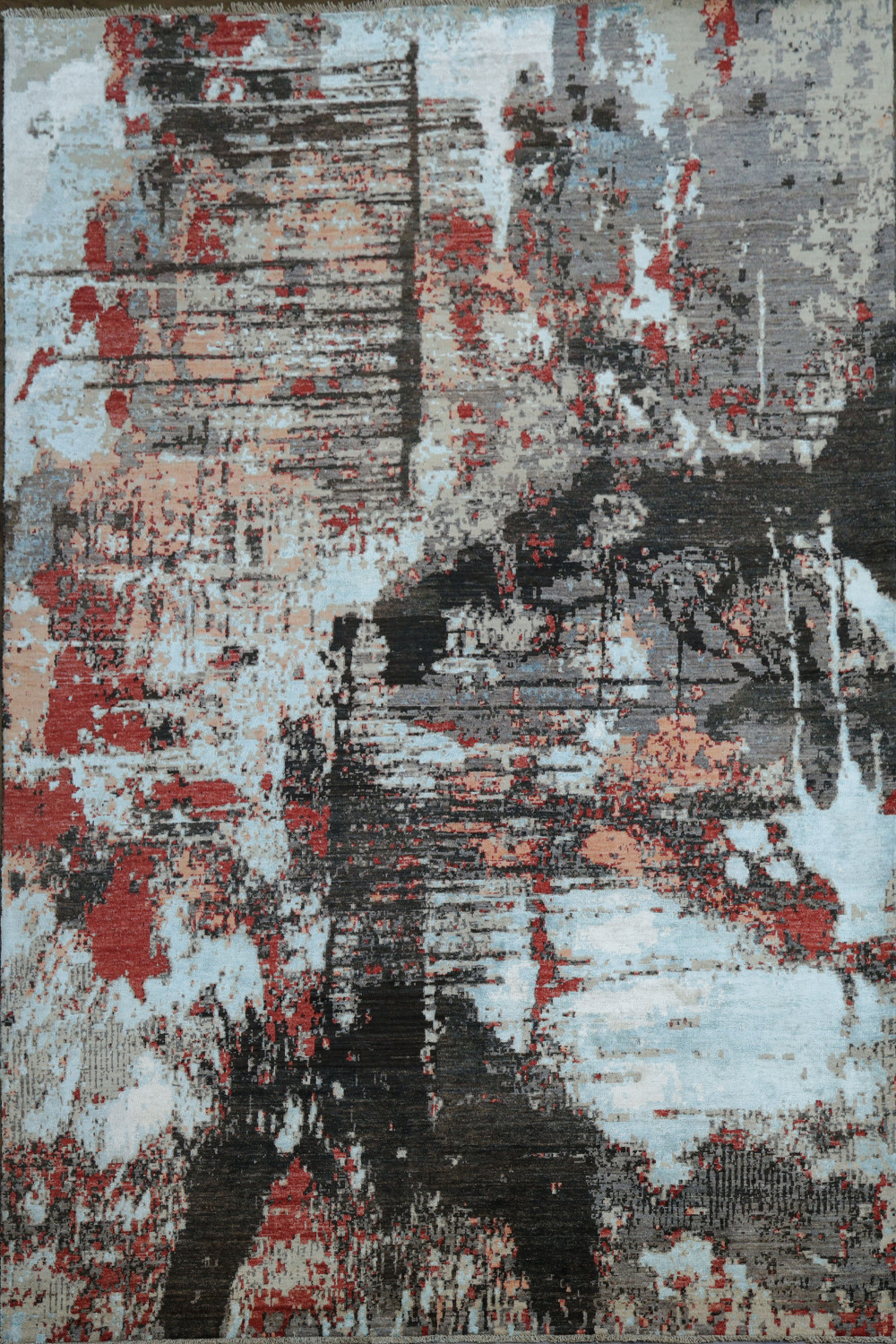 Modern Rug with Abstract Brushstroke Design 7x10
