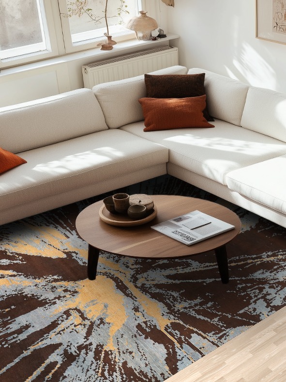 Contemporary Abstract Vegetable Dye Oriental Rug 7x10