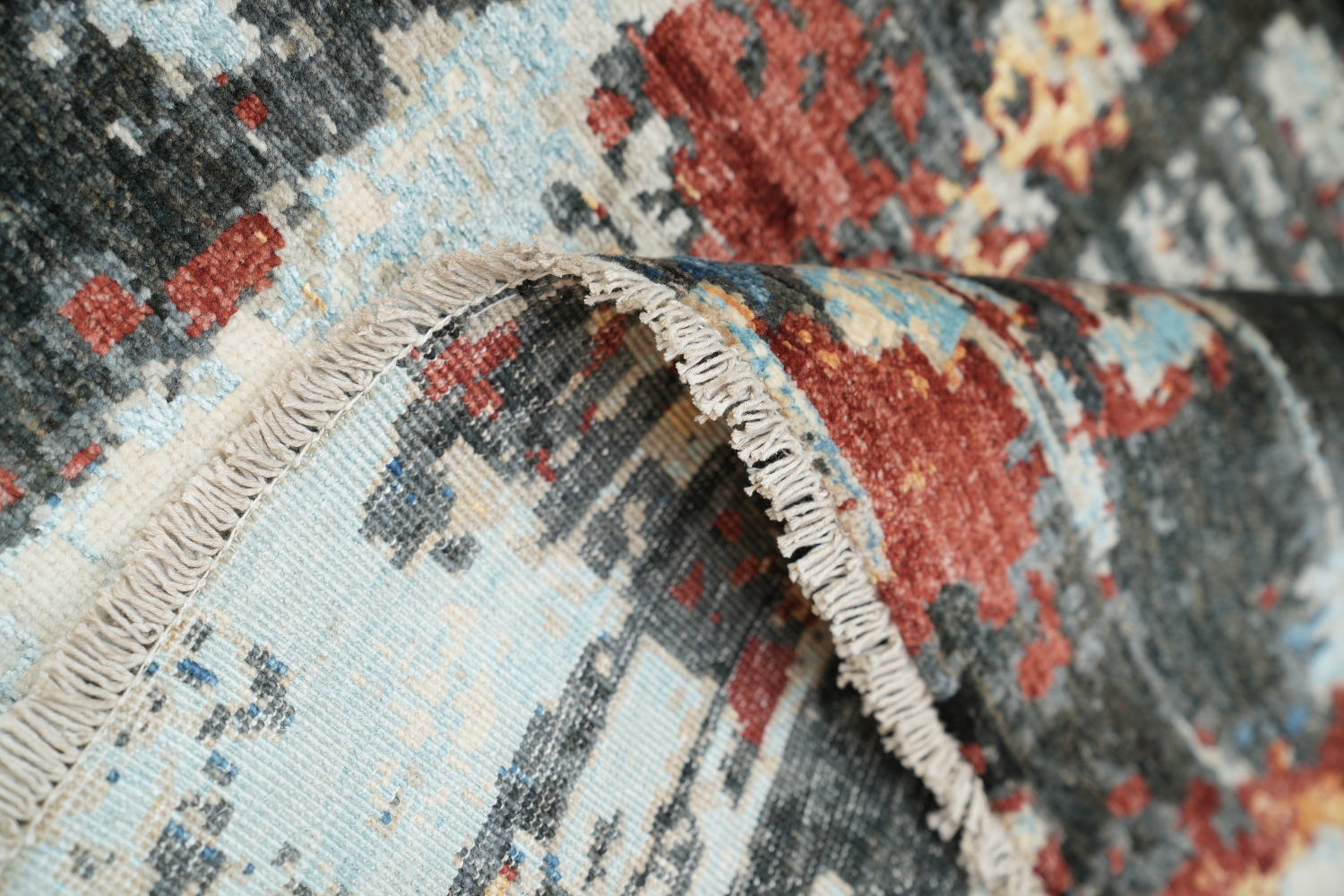 Vegetable Dye Wool/ Silk Abstract Oriental Area Rug 7x10