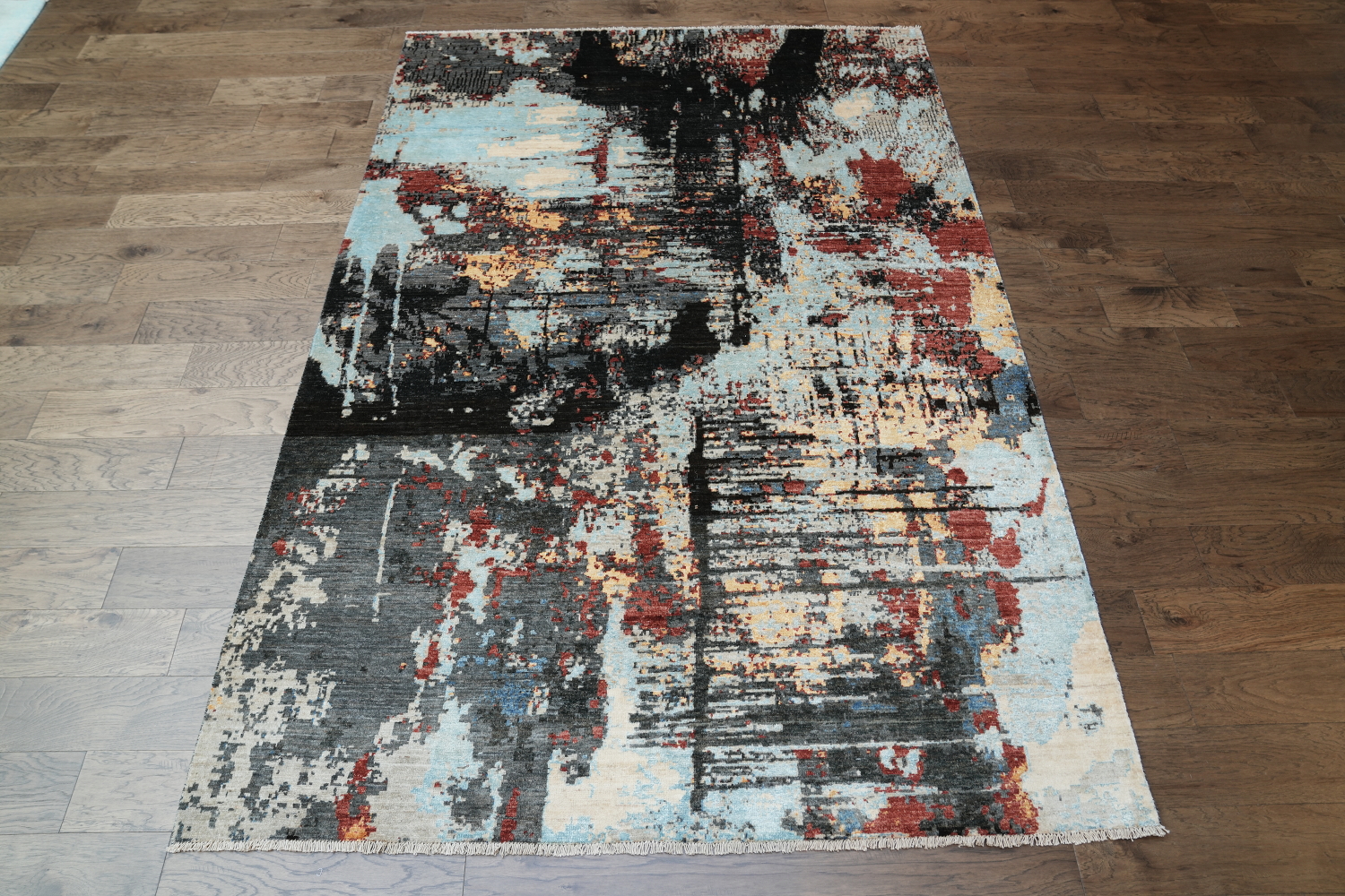 Vegetable Dye Wool/ Silk Abstract Oriental Area Rug 7x10