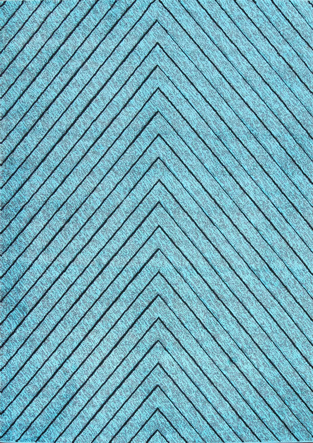Sophisticated blue chevron rug for a contemporary living room style