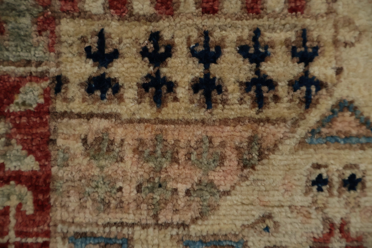 Artisan Khotan Vegetable Dye Area Rug 7x10 with Geometric Center
