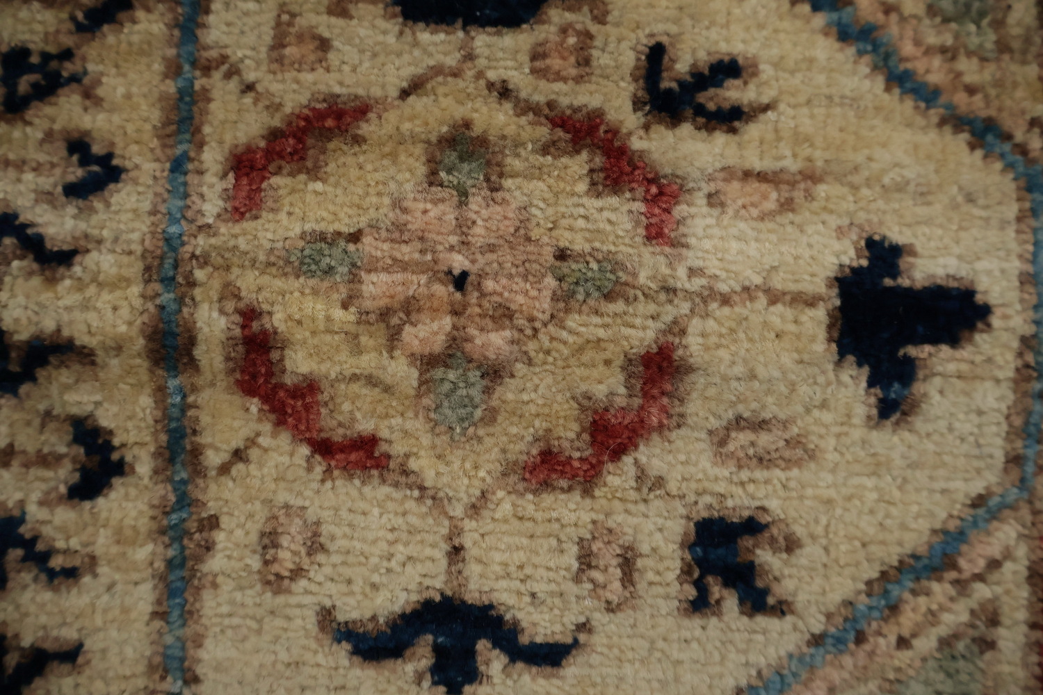 Artisan Khotan Vegetable Dye Area Rug 7x10 with Geometric Center