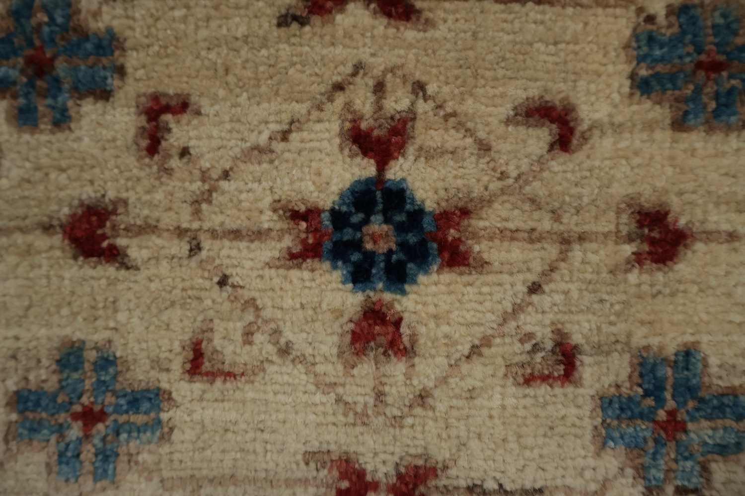 Artisan Khotan Vegetable Dye Area Rug 7x10 with Geometric Center