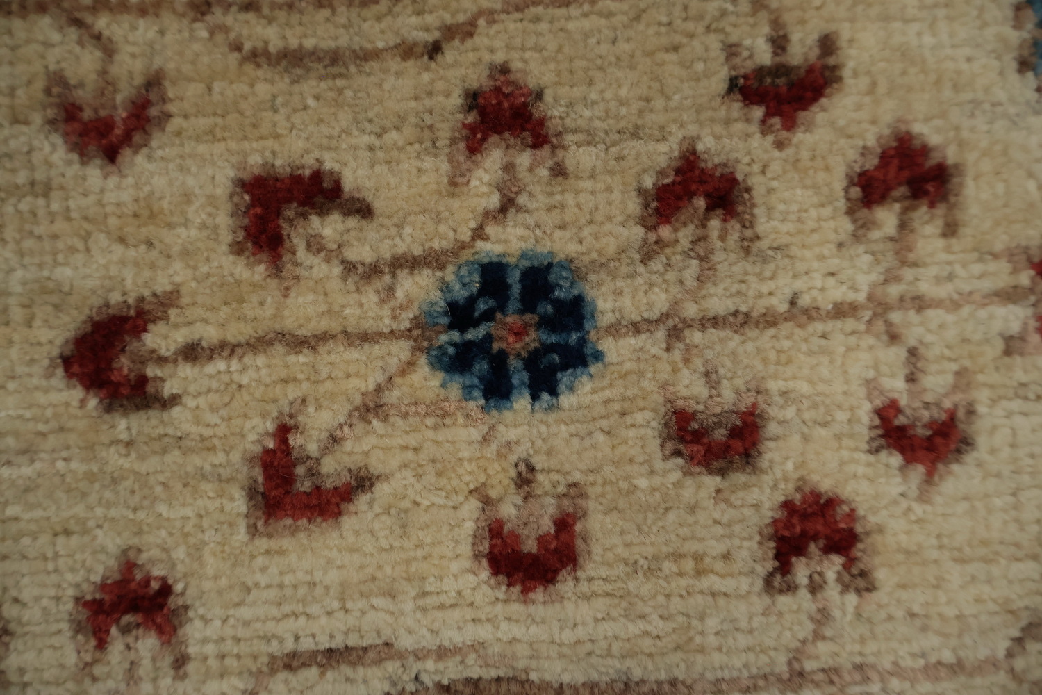 Artisan Khotan Vegetable Dye Area Rug 7x10 with Geometric Center