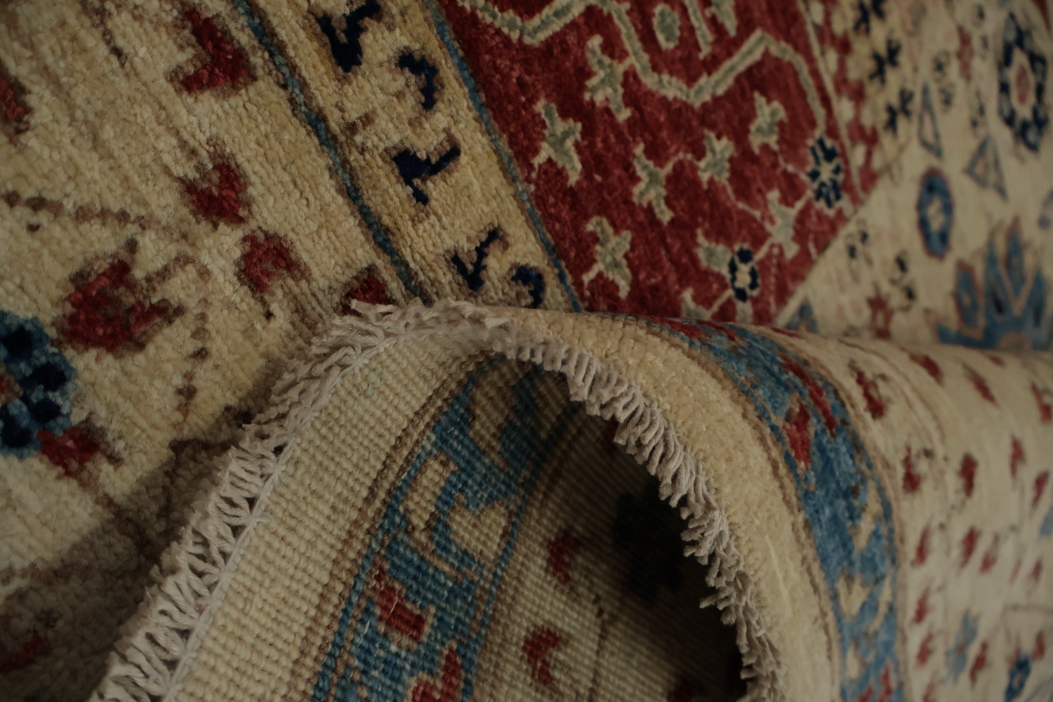 Artisan Khotan Vegetable Dye Area Rug 7x10 with Geometric Center