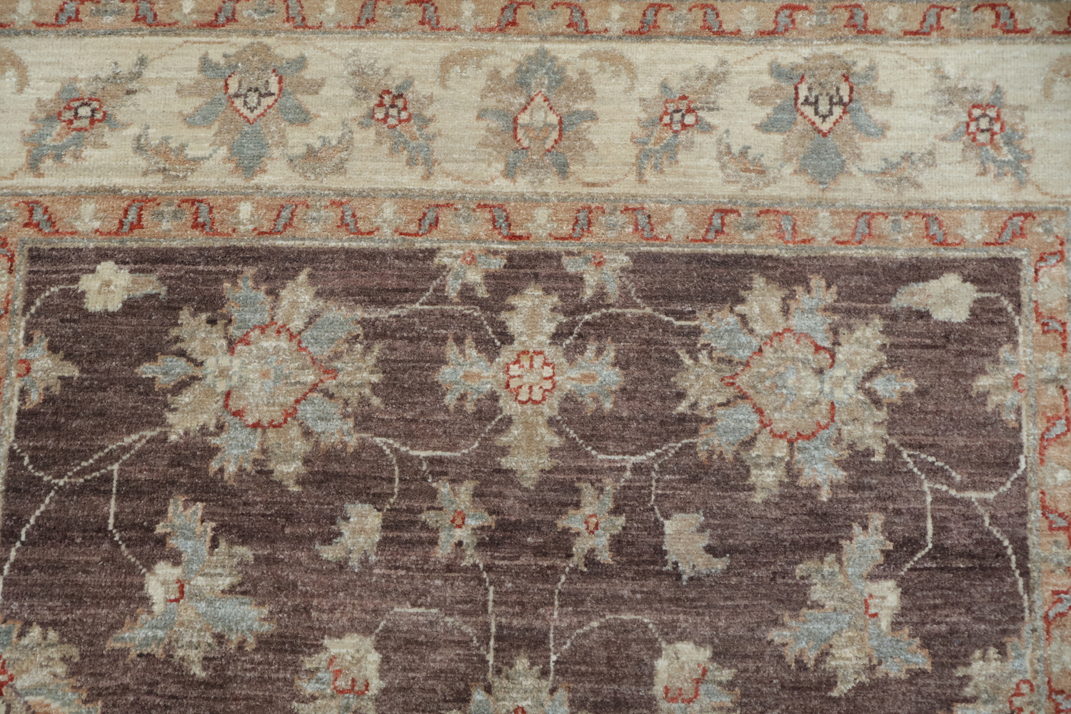 Luxurious Brown Peshawar Oriental Rug with Timeless Floral Patterns 5x7