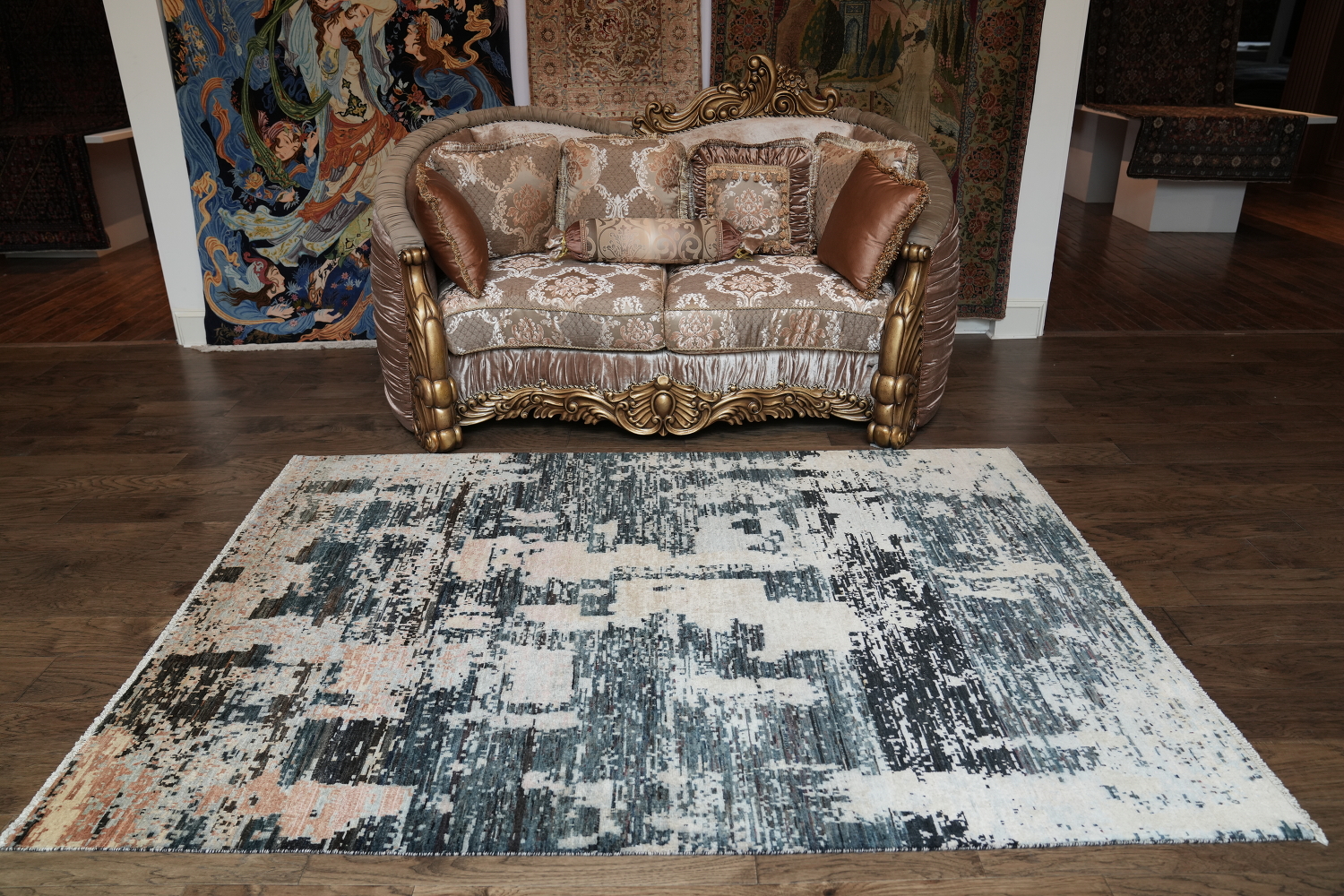 Vegetable Dye Wool Abstract Oriental Area Rug 6x8