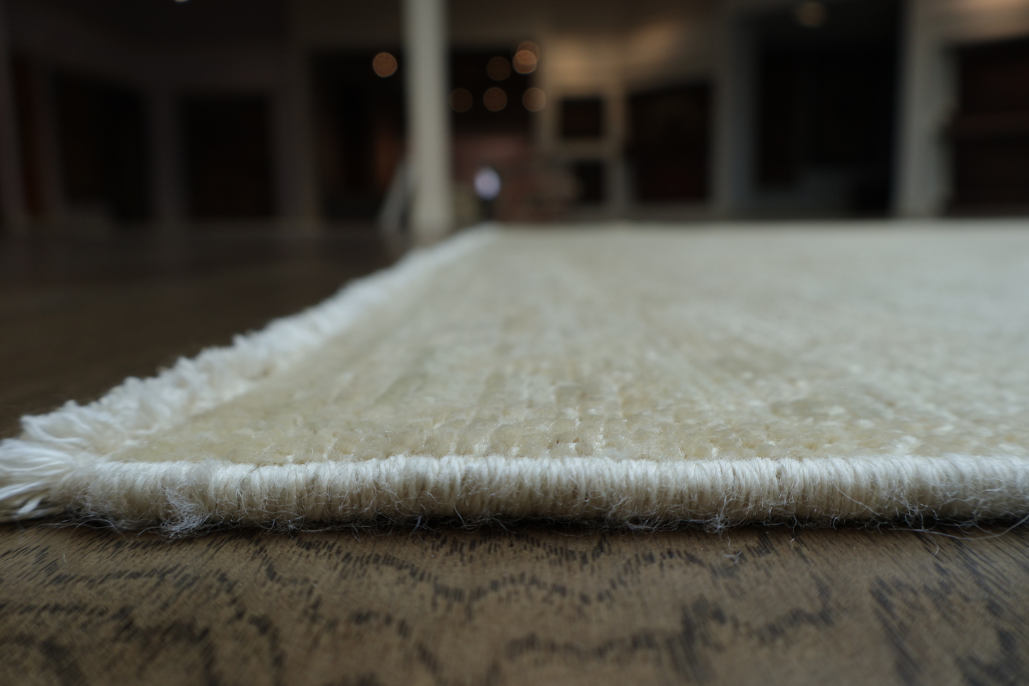 Soft Beige Minimal Pattern Oushak Turkish Area Rug 7x10