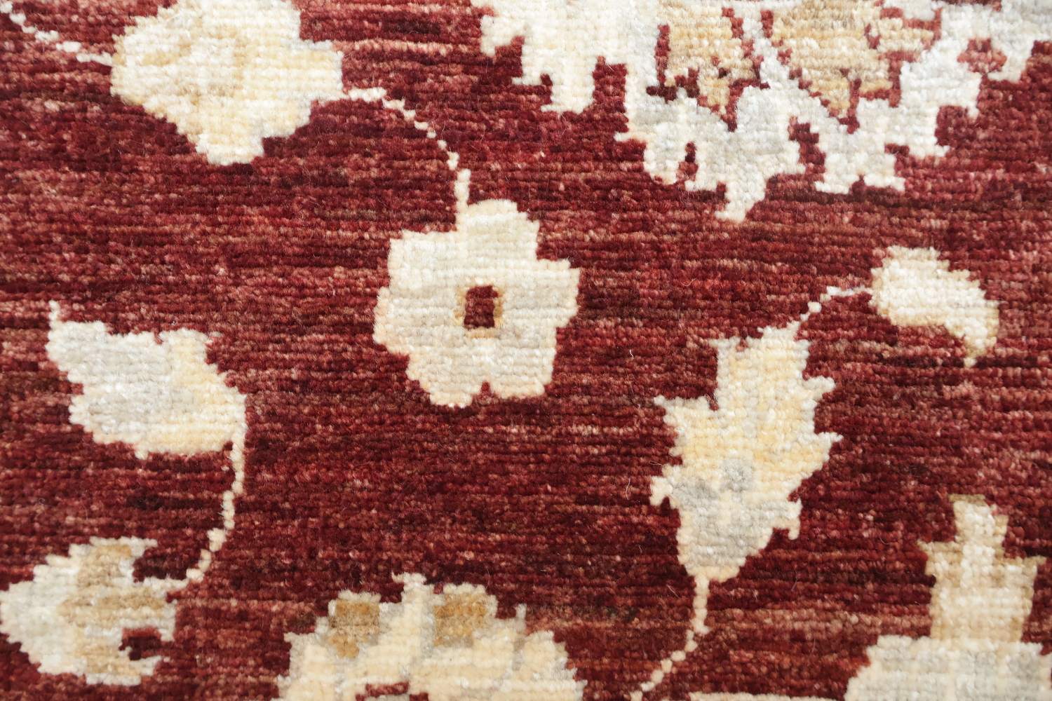 Rich Burgundy and Ivory Floral Patterned Peshawar Living Room Rug 6x9