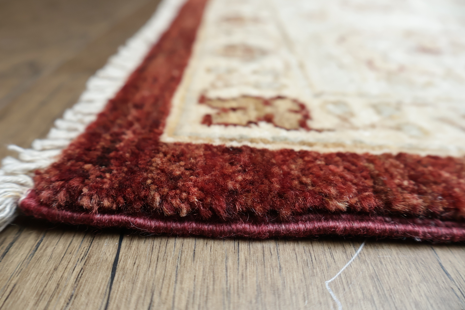 Rich Burgundy and Ivory Floral Patterned Peshawar Living Room Rug 6x9