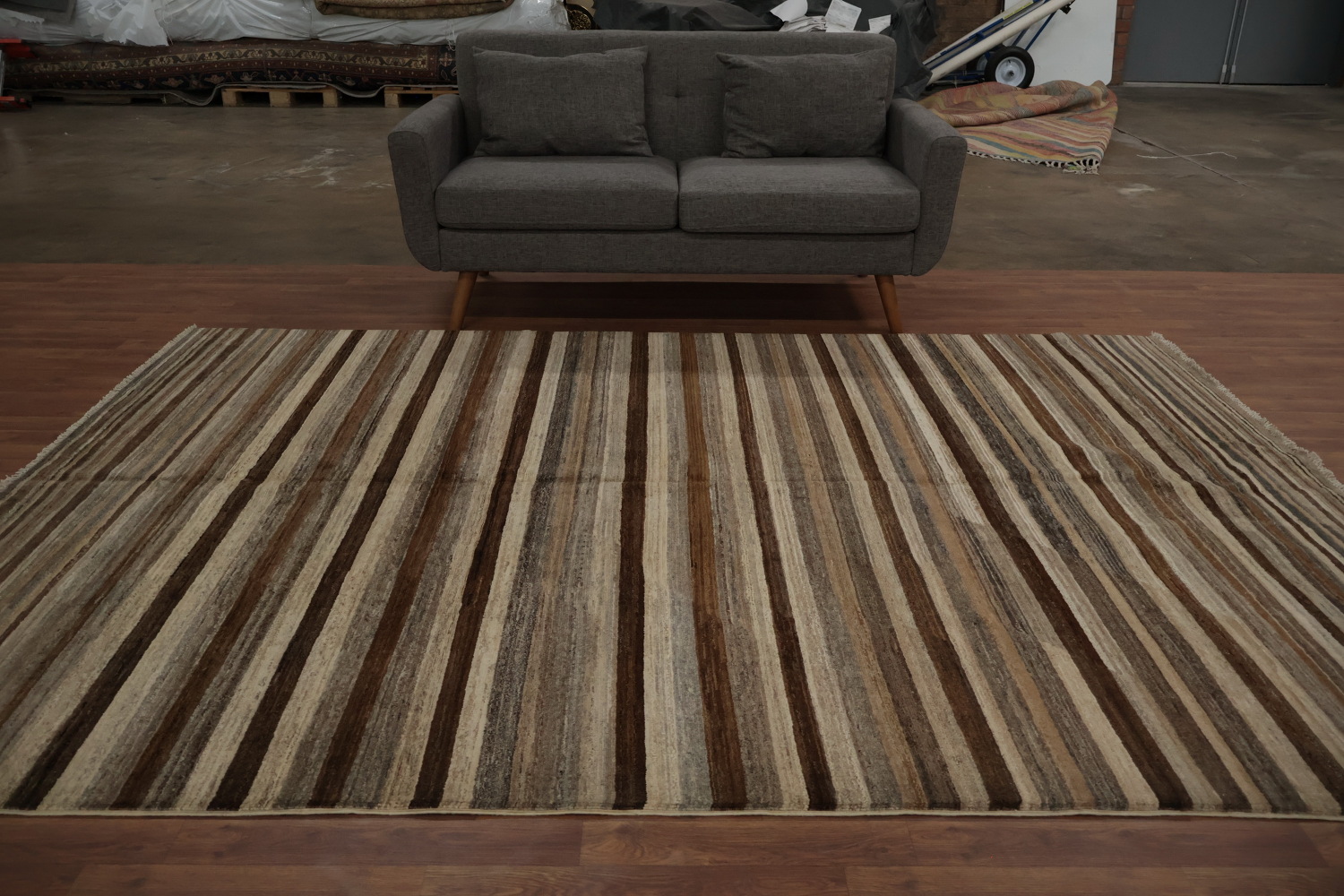 Versatile Espresso Stripes Gabbeh Kashkoli Modern Area Rug 7x10