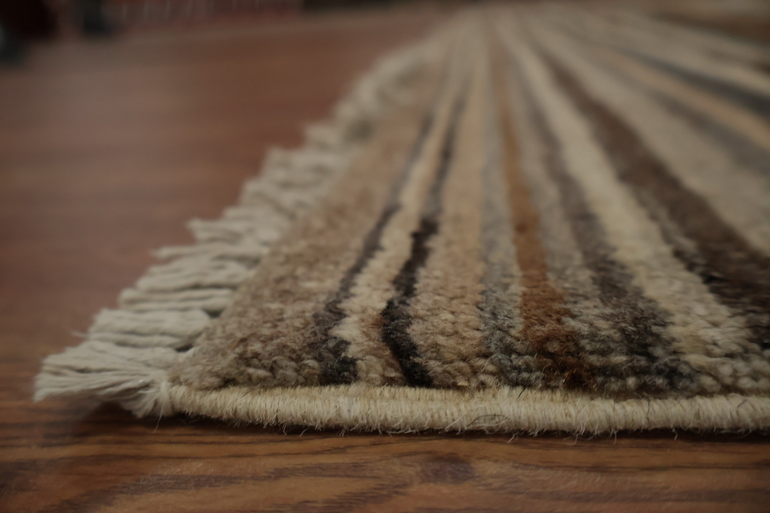 Versatile Espresso Stripes Gabbeh Kashkoli Modern Area Rug 7x10