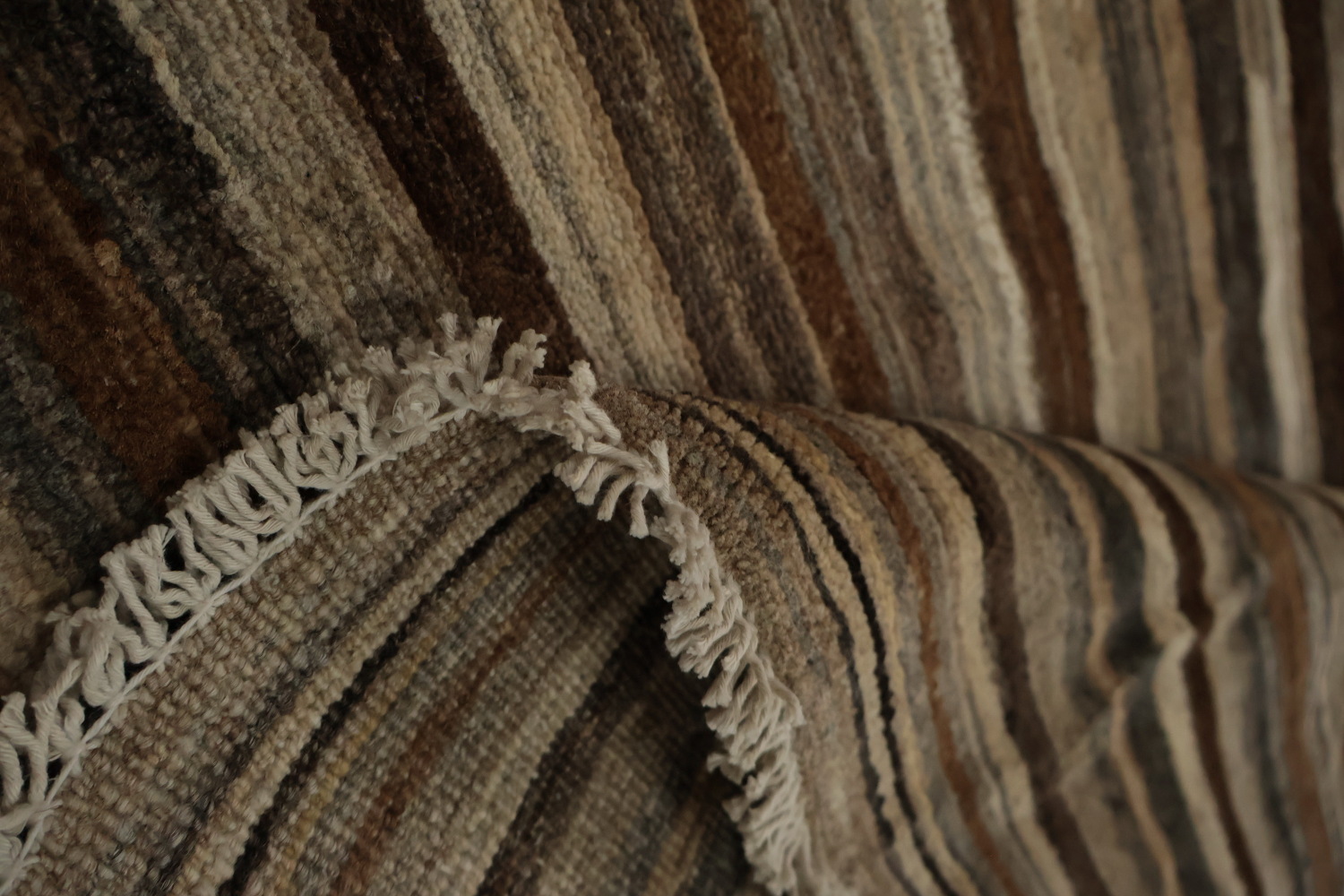 Versatile Espresso Stripes Gabbeh Kashkoli Modern Area Rug 7x10