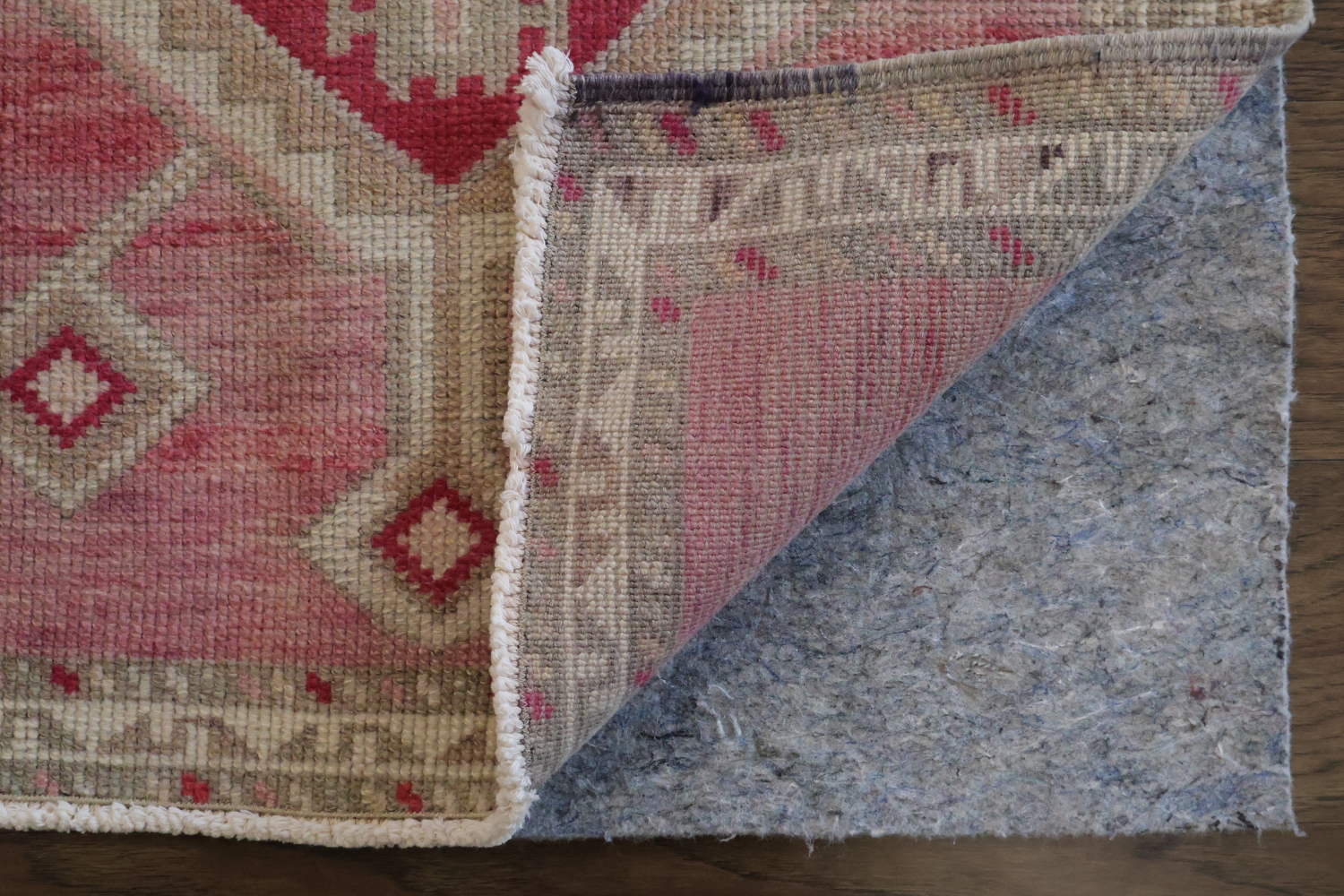 Vintage-Inspired Turkish Tribal Runner Rug in Soft Pink Tones 3x10 ft