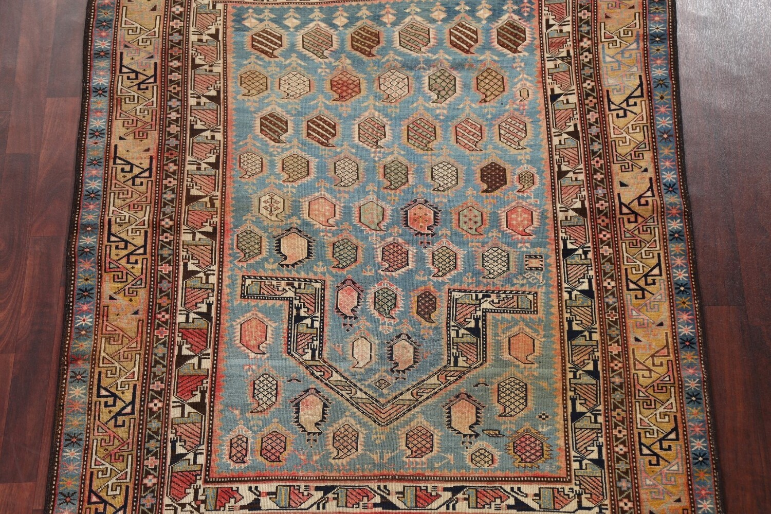 Pre-1900 Antique Vegetable Dye Shirvan Oriental Rug 5x6