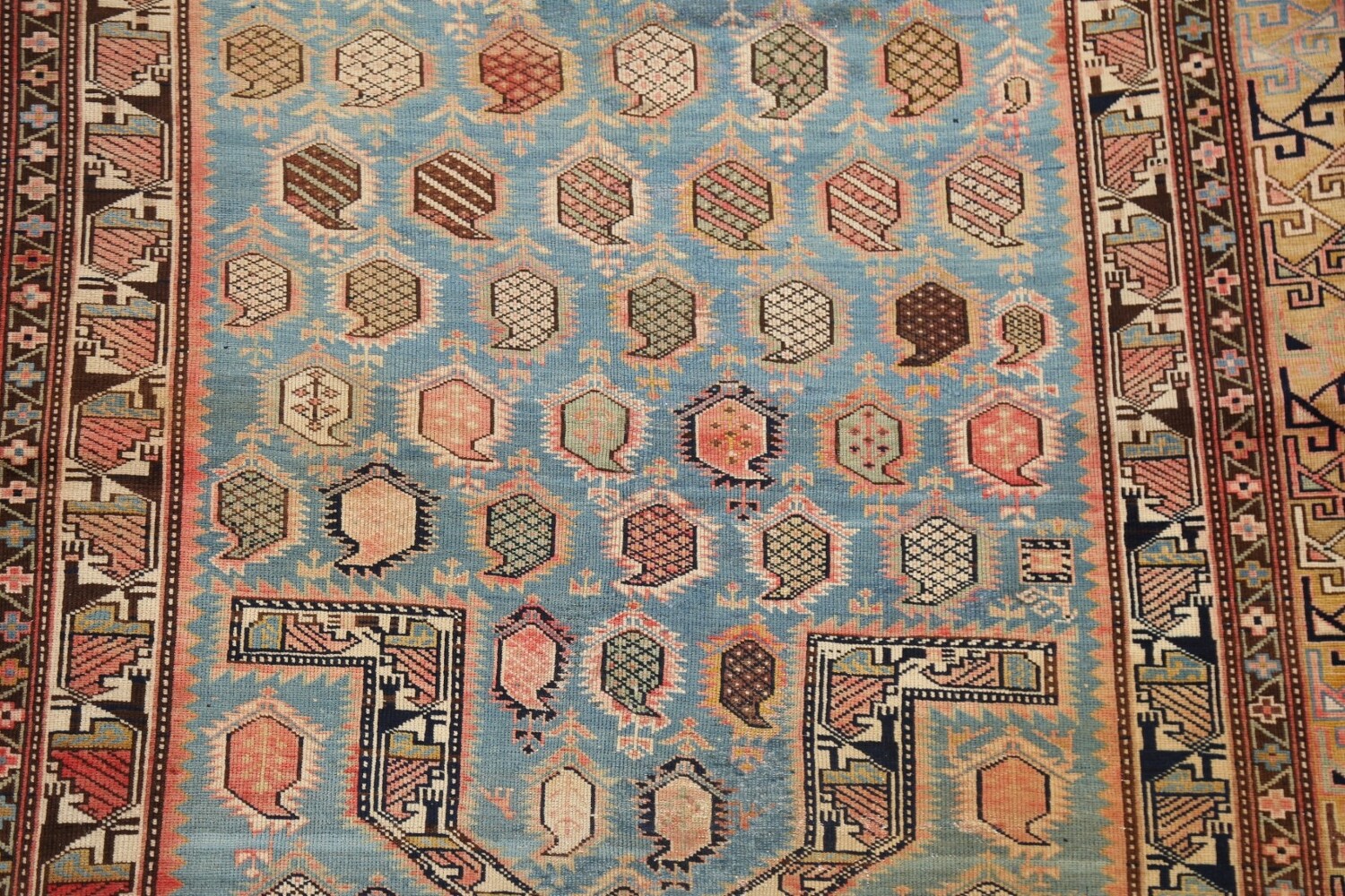 Pre-1900 Antique Vegetable Dye Shirvan Oriental Rug 5x6
